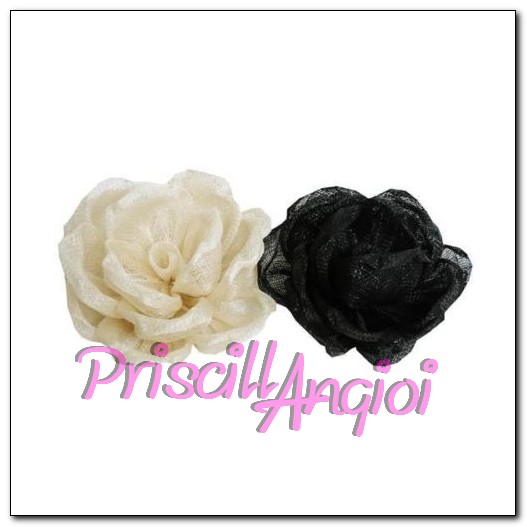 Flor rosa de sinamay grande 12 cm beige - Haga un click en la imagen para cerrar